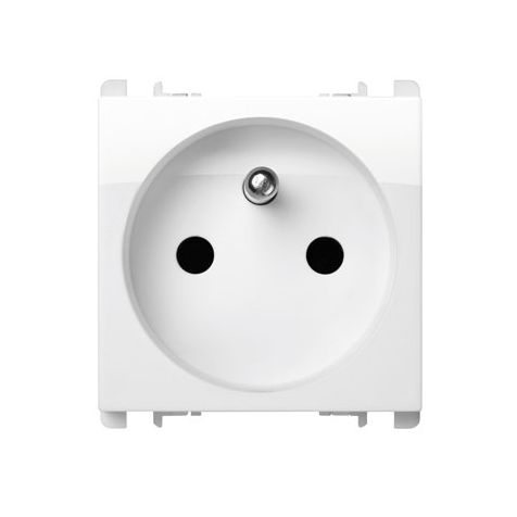 Prise 2P+T 16A 250V 2 mod,blanc neige