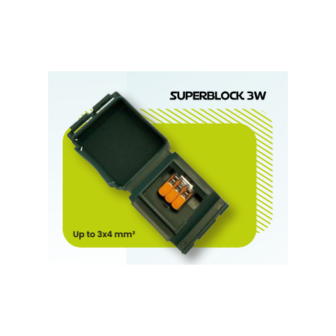 Superblock 3 Gelbox IPX8 + Borne de connexion à leviers jusqu'à 3 x 0,4 mm² Wago