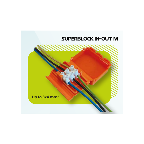 Superblock in-out IPX8 + lusterklem tot 3 x 0,4mm²