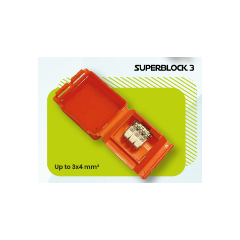 Superblock 3 Gelbox IPX8 + Borne de connexion à leviers jusqu'à 3 x 0,4 mm² 