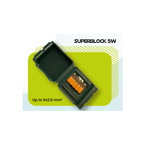 Superblock 5 Gelbox IPX8 + Borne de connexion à leviers jusqu'à 5 x 0,4 mm² Wago
