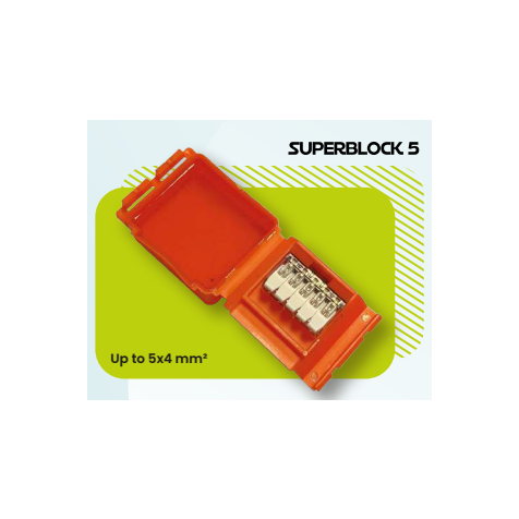 Superblock 5 Gelbox IPX8 + Borne de connexion à leviers jusqu'à 5 x 0,4 mm² 