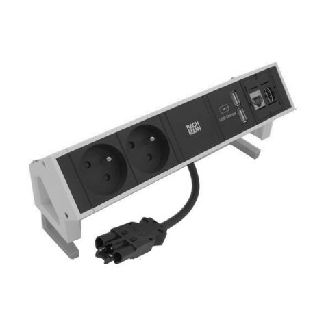 DESK2 4 modules (2x UTE + 1xUSB CHARGER A/A +1xCAT6 A + 1xHDMI) blanc RAL9010