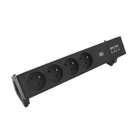 DESK2 5 modules (4xUTE + 2x CAT6 A) noir RAL9005