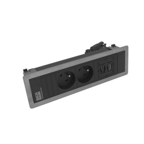 POWER FRAME 3 modules (2x UTE + 1xHDMI +1xUSB A/A) Inox