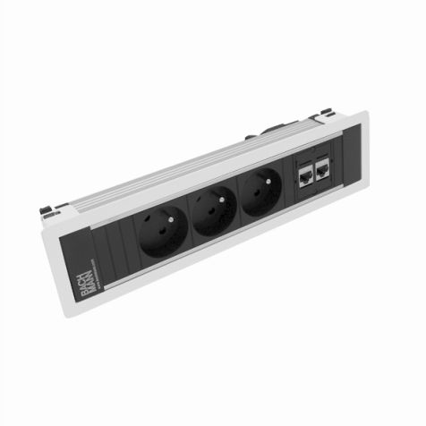 POWER FRAME 4 modules (3x UTE + 2x CAT6 A)blanc RAL9010