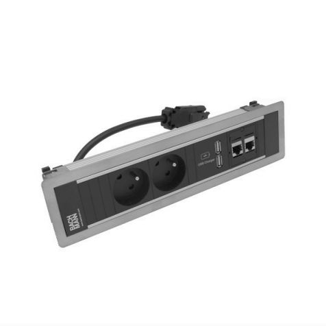 POWER FRAME 4 modules (2x UTE + 1xUSB CHARGER A/A + 2x CAT6 A) Inox