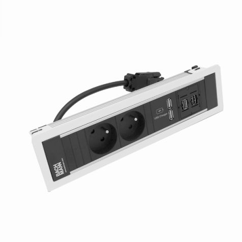 POWER FRAME 4 modules (2x UTE +1xUSB CHARGER A/A +1xHDMI + 1xUSB A/A) wit RAL9010