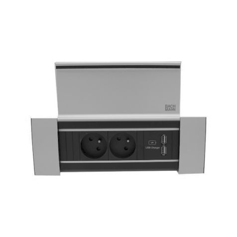 POWER FRAME COVER 3 modules (2x UTE + 1xUSB CHARGER A/A) ALU geanodiseerd