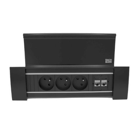 POWER FRAME COVER 4 modules (3x UTE + 2x CAT6 A) noir RAL9005