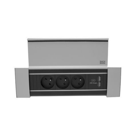 POWER FRAME COVER 4 modules (3x UTE + 1xUSB CHARGER A/A) ALU geanodiseerd