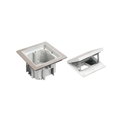 IP66 Kit vloerdoos inox (1x K45 + 1x K45 smal), incl. inbouwdoos technische vloer 