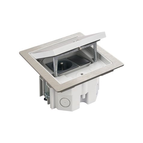 IP66 Kit vloerdoos inox met stopcontact en USB-C charger, incl. inbouwdoos technische vloer 