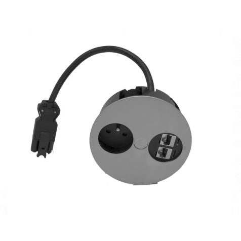 TWIST (1xUTE + 2x CAT6 A) Chroom mat + 0,2m kabel