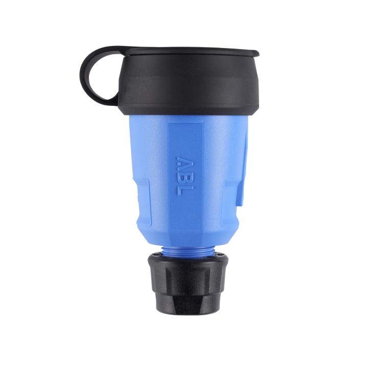 Hightech fiche femelle (Schuko) Elamid, bleu, avec manchon et CA, IP44