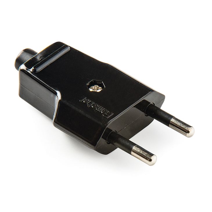 Fiche male 2Pol 2,5A 250V noir avec Barcode