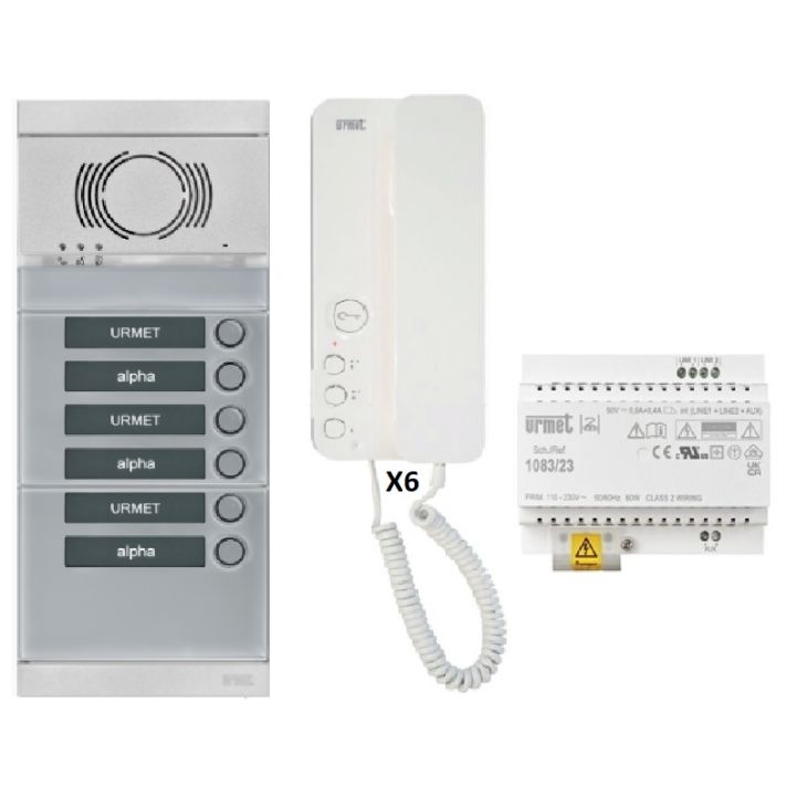 Kit audio 6 appartements préprogrammé (face gris)