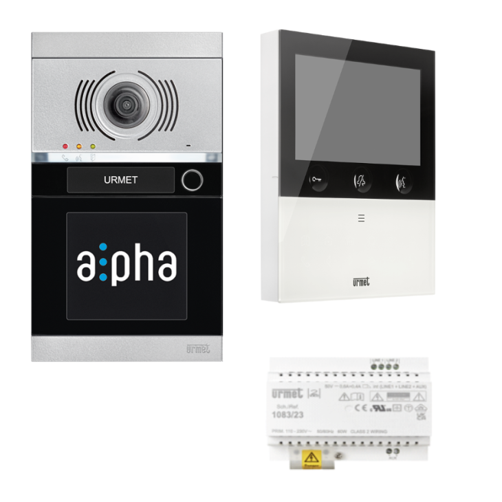 Kit vidéo maison unifamiliale préprogrammé avec moniteur Wifi (front noir)