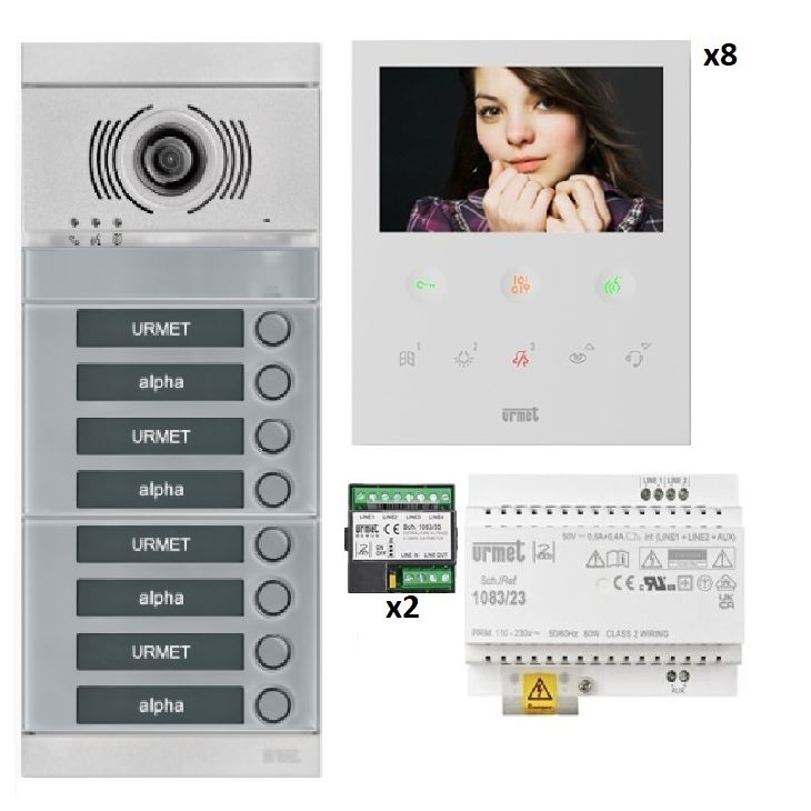 Kit vidéo 8 appartements préprogrammés (gris face)