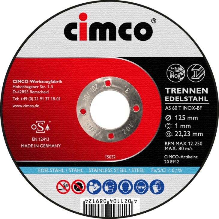 Disques à tronçonner Coridon inox 125mm