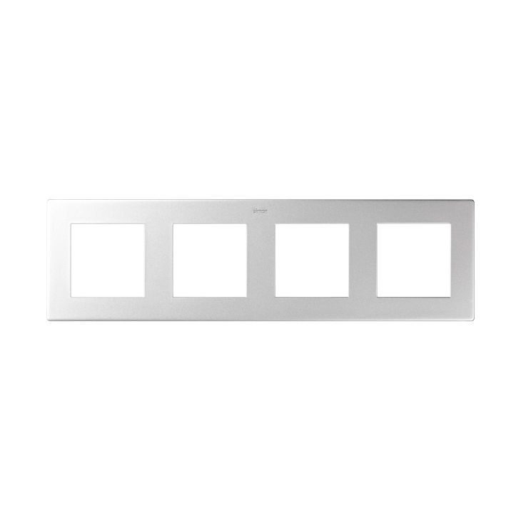 Stekkers, schakelaars en stopcontacten - Simon - S24 Viervoudige afdekplaat, kleur: aluminium - 2400640-033