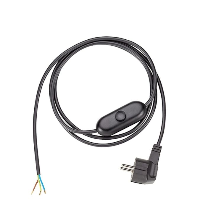 Cordon avec commutateur H03VV-F 3G0,75-Noir-2m