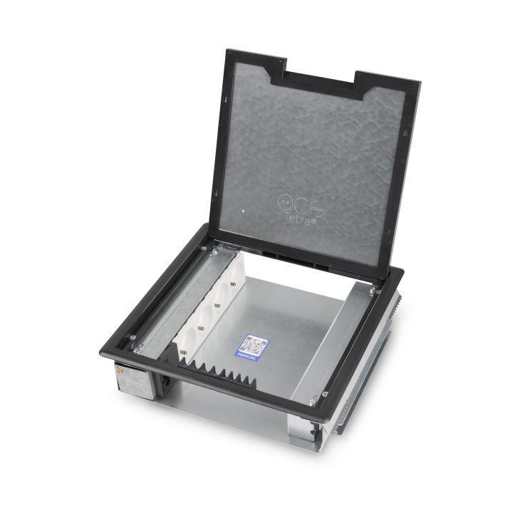 TETRA 2.0®  - klapdeksel met kunststof tapijtrand - 1x GST18i3®  + 4x UTE + 8x data-uitsparing (15x19,6mm)