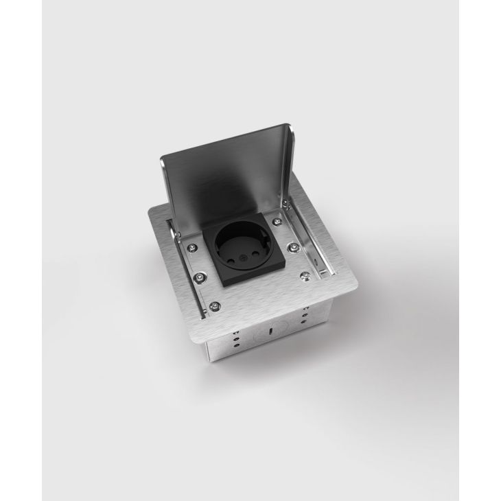 Vloerdoos 3301E - 1 modules (1x UTE + 2x CAT6a), geborsteld RVS