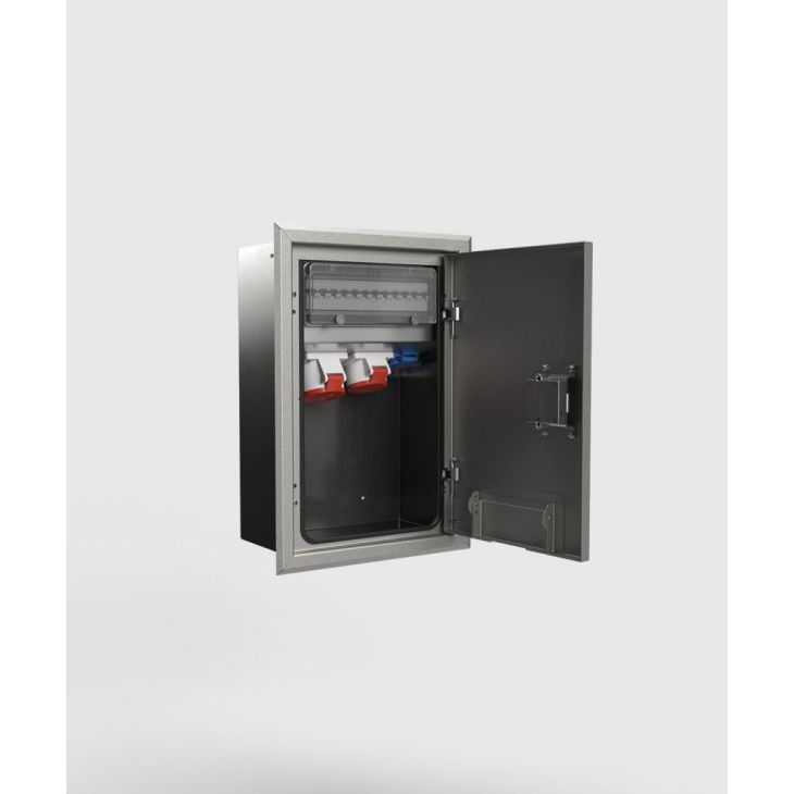 Wandverdeler 5722E - 4 modules (2x UTE + 1x CEE 5/16A 400V + 1x CEE 5/32A 400V + 2x 1P 16A CB + 1x 3P 16A CB + 1x 3P 32A CB + 1x 60-Amp-RCD), DB701