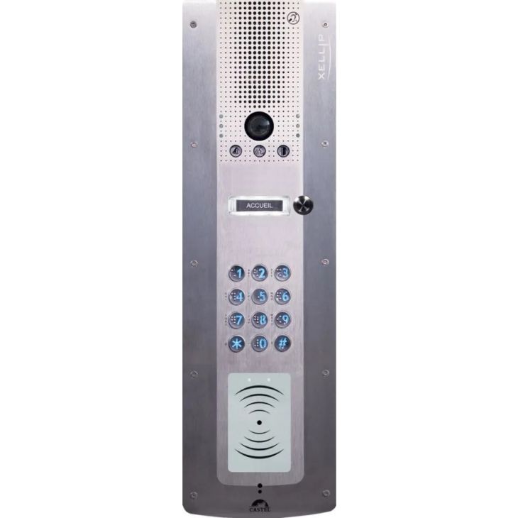 Deurpost audio video Full IP/SIP 1 drukknop met lezer Mifare serienummer - PoE