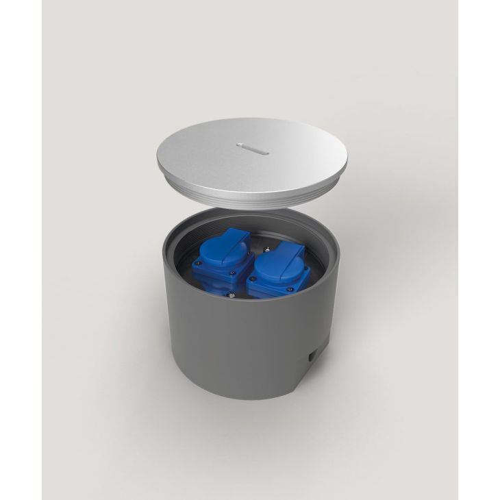 Électrification des bureaux et gestion des câbles - Bodensteckdosen - Boîte de sol 7702A - 2 modules (2x UTE), Alu EV1 - 7702A-1-3-FR