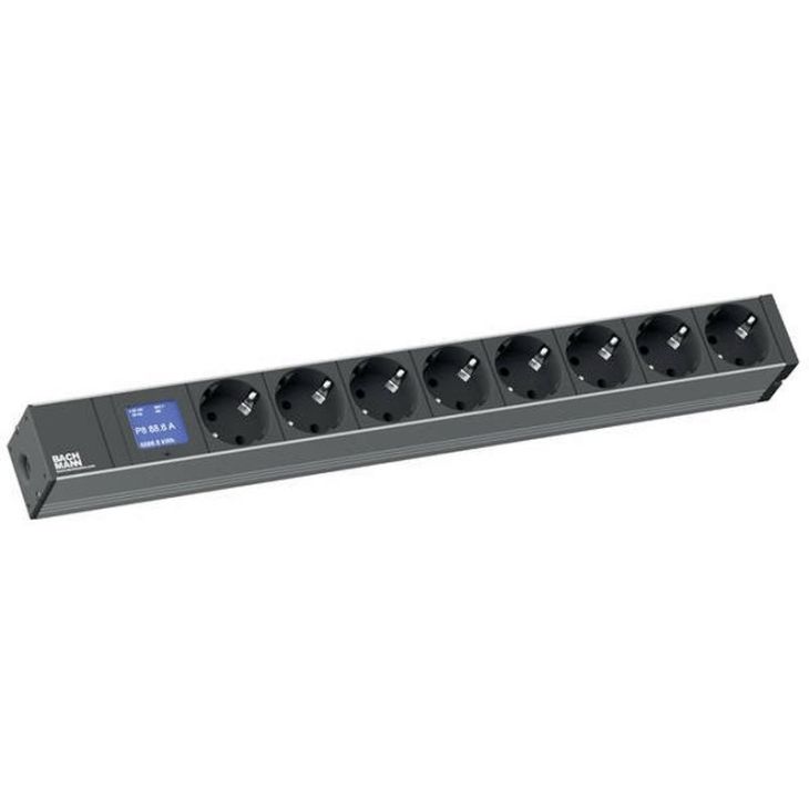 BN0500 - Power strip ALU 19" 1U 8x Stopcontacten Blauw (SHUKO)