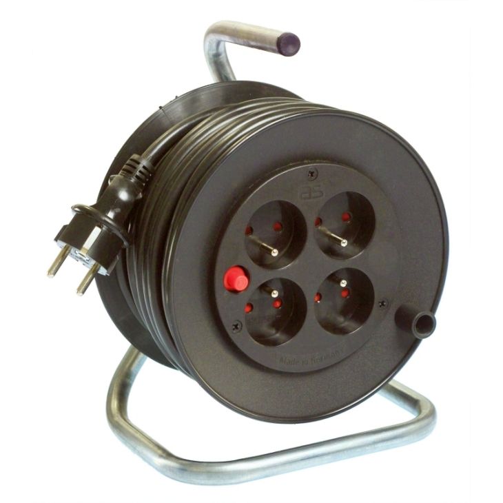 Mini Kabelhaspel 180 mm, 15m, zwart, IP20, H05VV-F3G1,5