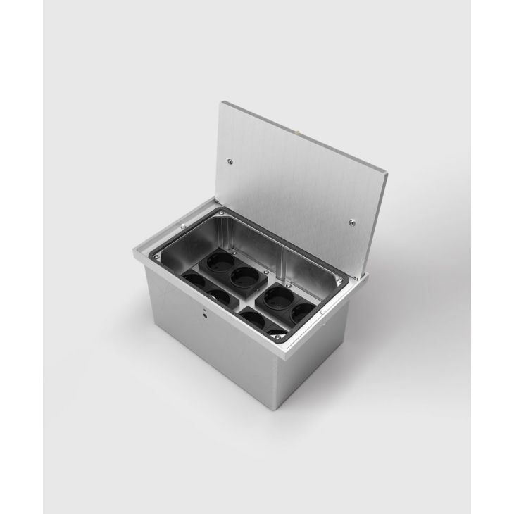 Électrification des bureaux et gestion des câbles - Bodensteckdosen - Boïte de sol 8308A - 8 modules (8x UTE), Alu EV1 - 8308A-1-3-FR