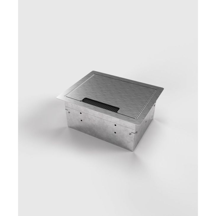 Vloerdoos 8504E - 4 modules (3x UTE + 1x Antenne), geborsteld RVS