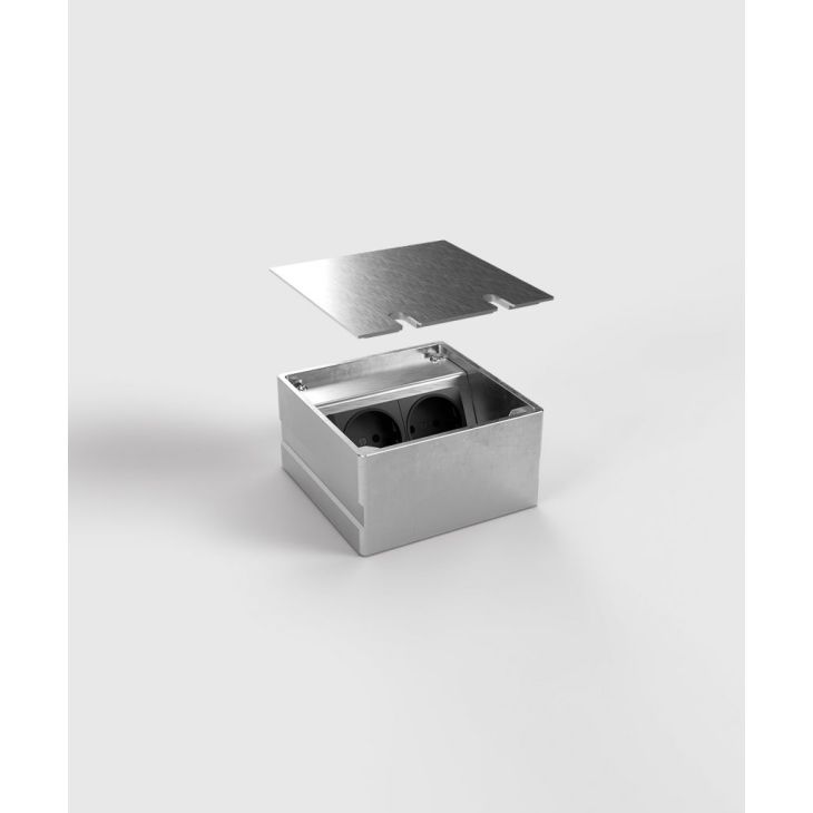 Boîte de sol 8802E - 2 modules (2x UTE), acier inoxydable brossé