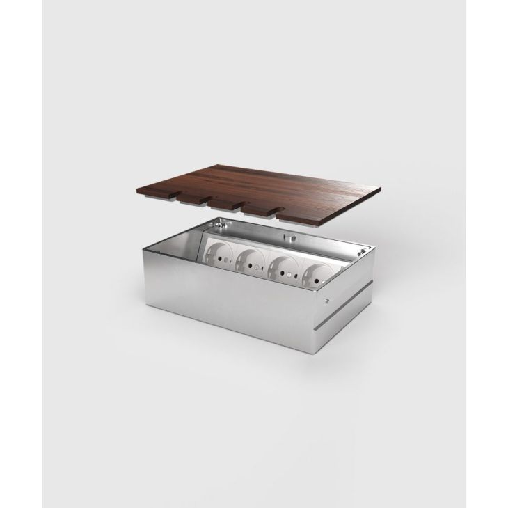 Kantoor elektrificatie en kabelmanagement - Bodensteckdosen - Vloerdoos 8804B - 4 modules (3x UTE + 1x Antenne), met afdekbaar deksel - 8804B-3-0-FR