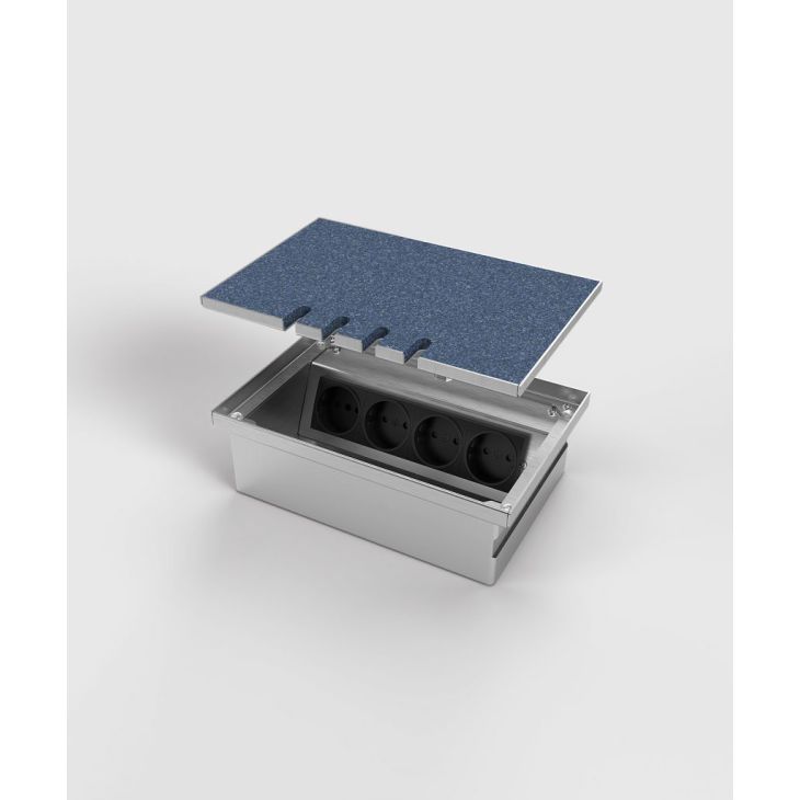 Boîte de sol 8804T - 4 modules (3x UTE + 2x CAT6a), avec couvercle recouvrable