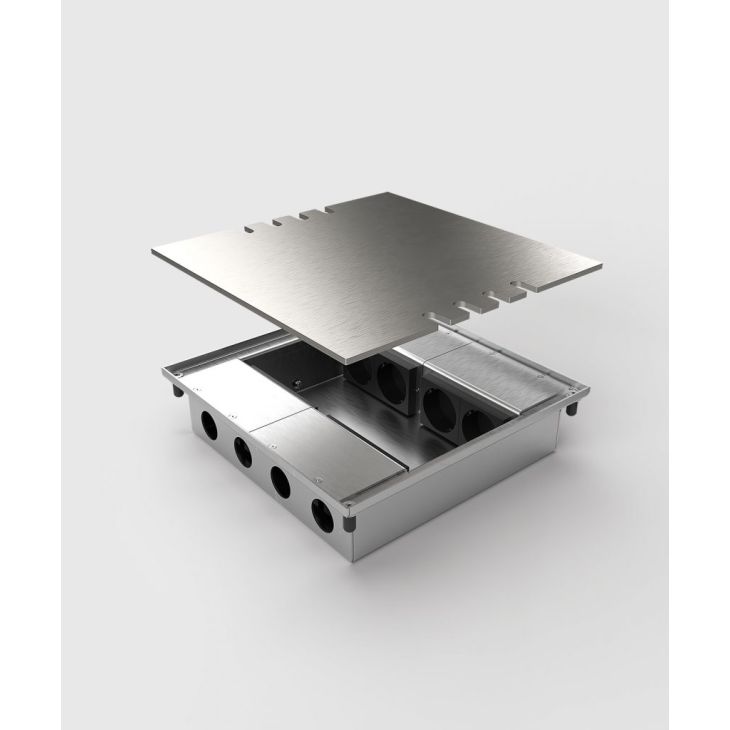 Boîte de sol 8808E - 8 modules (8x UTE), acier inoxydable brossé