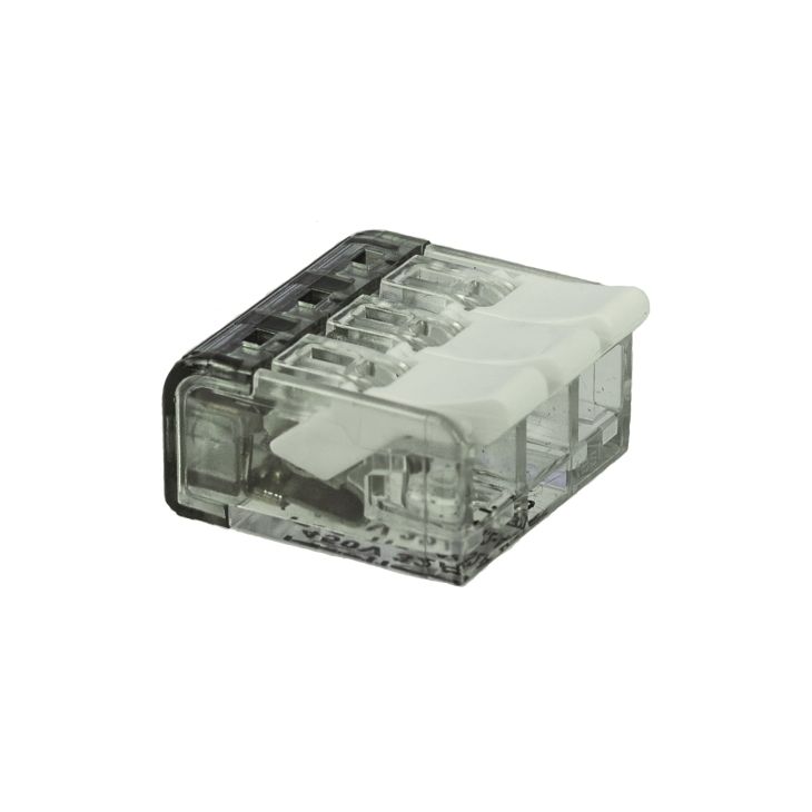 Steekklem met hendel 3-polig   0,2 - 4 mm² transparant