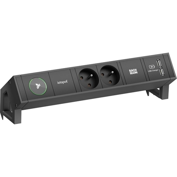 DESK2 4 mod.(1x IOTSPOT+ 2x UTE+ 1x USB CHR A/A) noir RAL9005+ 0,2m GST18