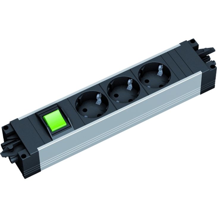 STEP ALU powerstrip 4 modulen (3x UTE 1x Schakelaar) met kabel GST18i3