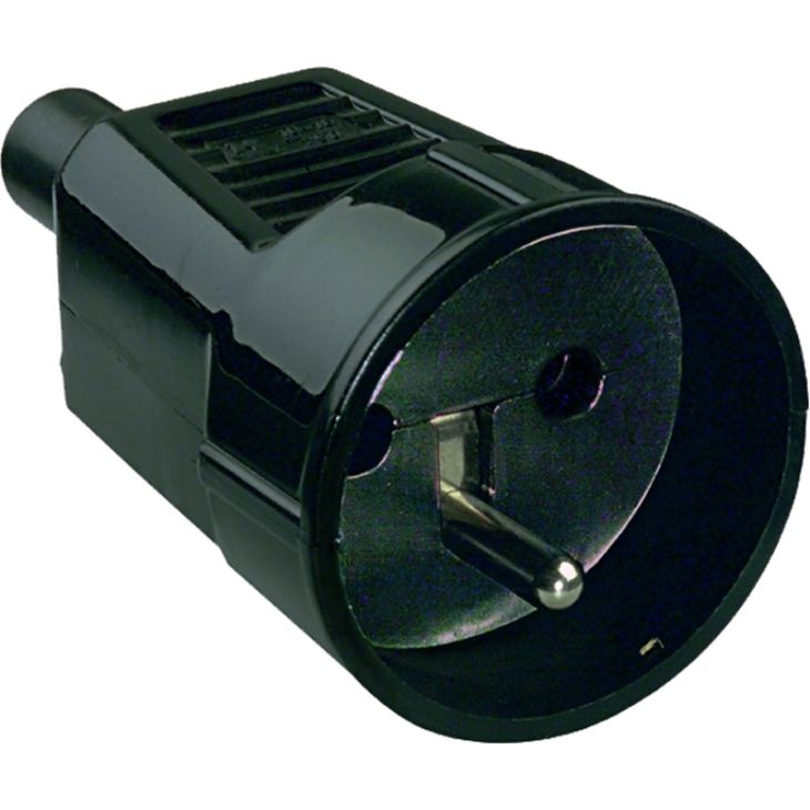 Koppelstekker met aardpin 16A/250V kunststof, zwart IP20