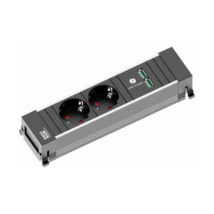 POWER FRAME powerstrip 3 modulen (2x Stopcontacten 1x USB Charger A/A)met kabel 0,2m GST18i3 (SHUKO)