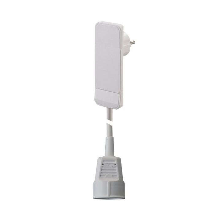 FLAT PLUG stekker UTE compatibel (SHUKO) met kabel 1,5m H05VV-F 3G1,5mm² en koppelstekker wit