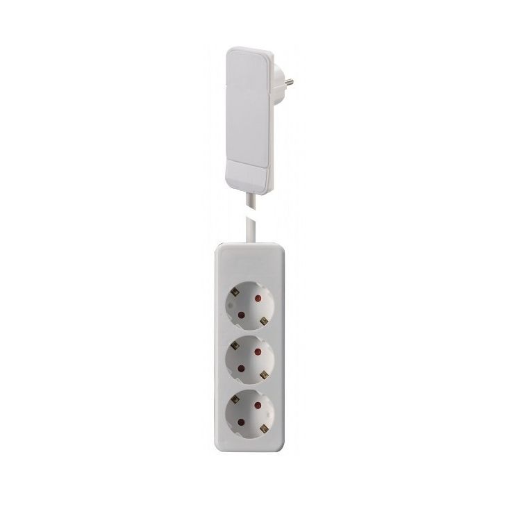 SMART PLUG stekker UTE compatibel (SHUKO) met kabel 1,5m en powerstrip met 3 stopcontacten (SHUKO) wit