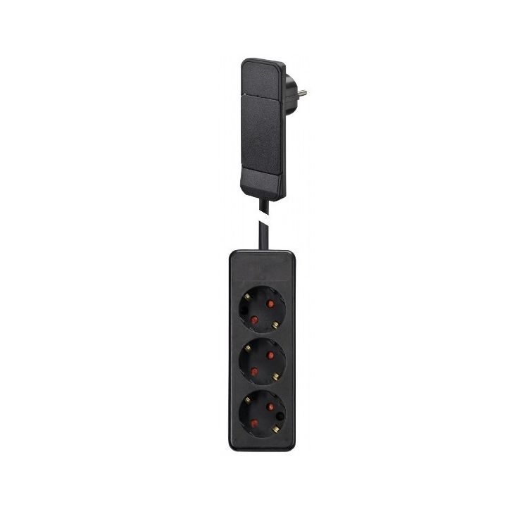 SMART PLUG stekker UTE compatibel (SHUKO) met kabel 1,5m en powerstrip met 3 stopcontacten (SHUKO) zwart