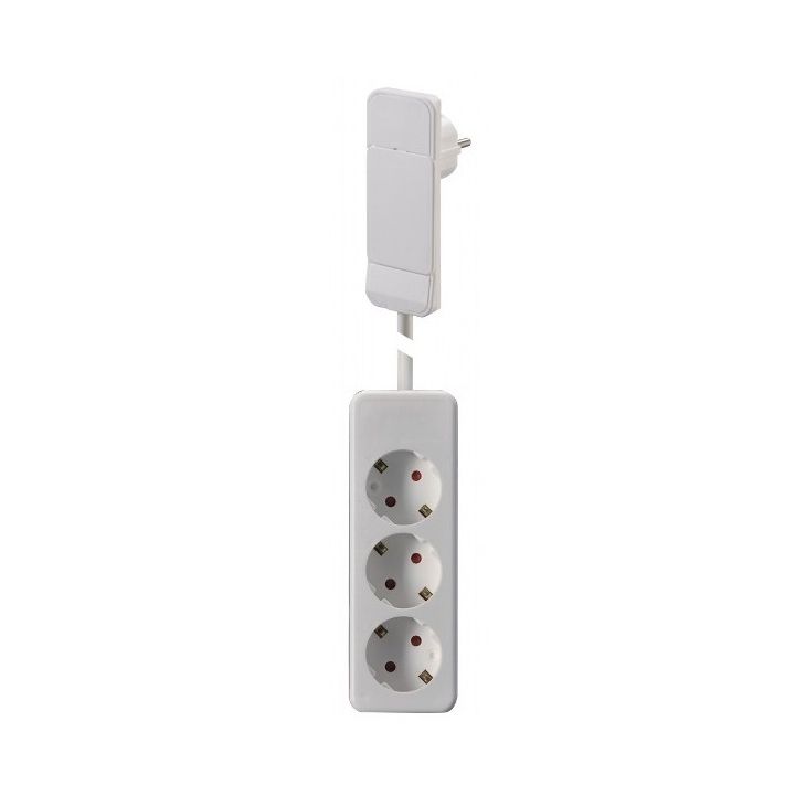 SMART PLUG stekker UTE compatibel (SHUKO) met kabel 1,5m en powerstrip met 3 stopcontacten (SHUKO) wit