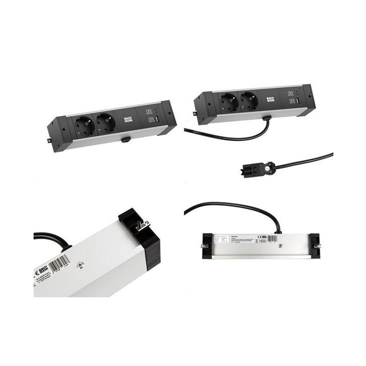 DESK RAIL 3 modulen (2x Stopcontacten 1x USB Charger A&C 22W) met kabel 2m GST18i3 (SHUKO)
