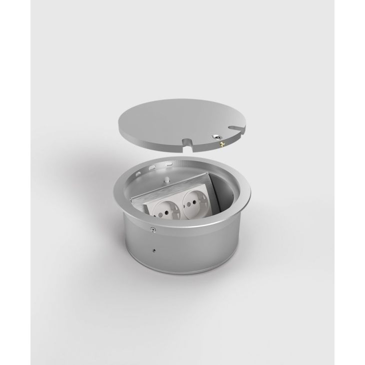 Vloerdoos 9902D - 2 modules (1x UTE + 1x Antenne), Alu EV1